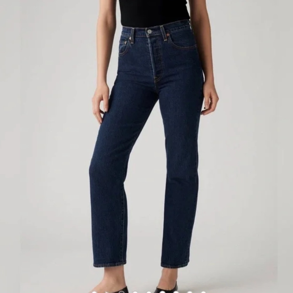 Levi’s Premium Ribcage Straight Ankle Jeans Dark Blue 27 waist 27 length